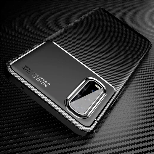 Oppo Find X2 Siliconen Carbon Hoesje Zwart afbeelding 5