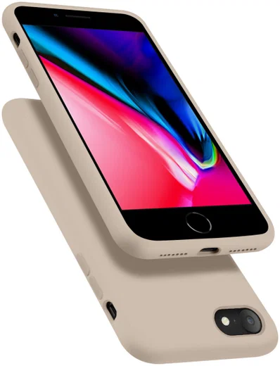 HappyCase iPhone SE 2020/2022 Hoesje Siliconen Back Cover Beige afbeelding 2
