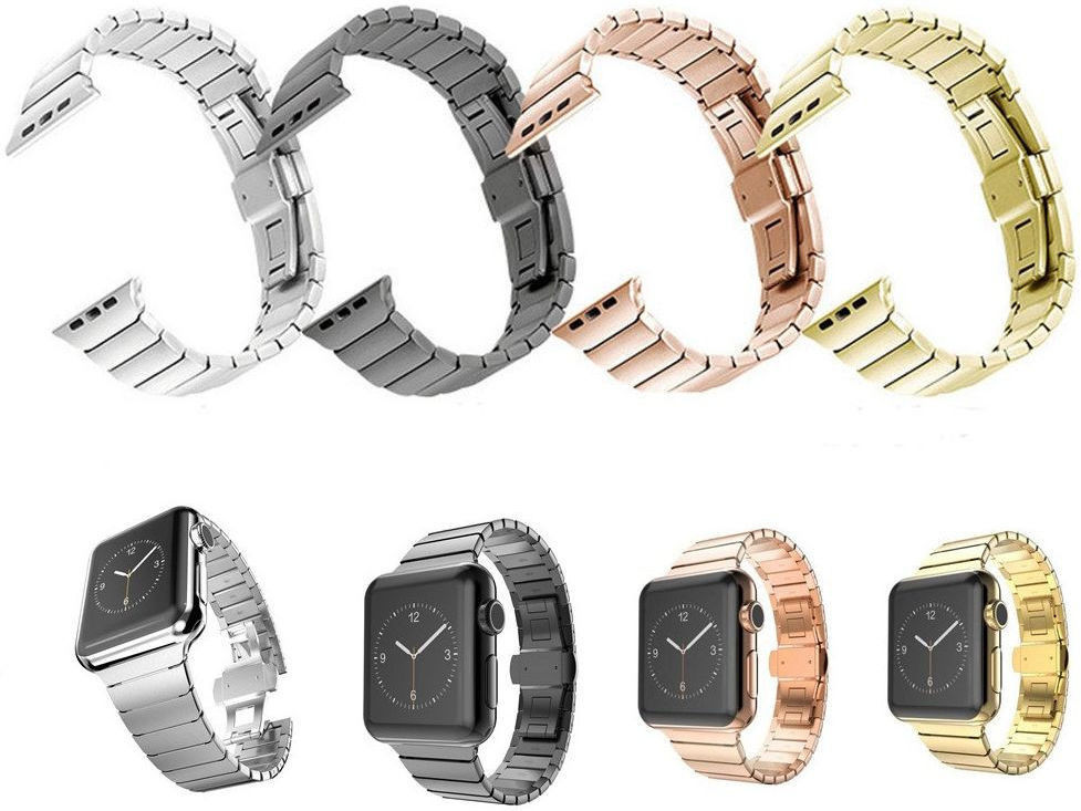 Apple Watch Bandje - 1-10/SE - 42/41/40/38MM - Schakelband - RVS - Zwart afbeelding 6