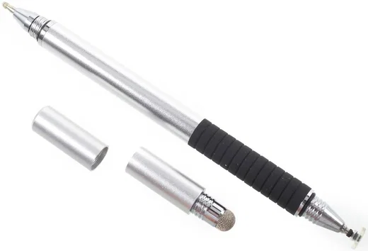 Universele Stylus Pen 3 Koppen voor Smartphone - Tablet – iPad Zilver afbeelding 2