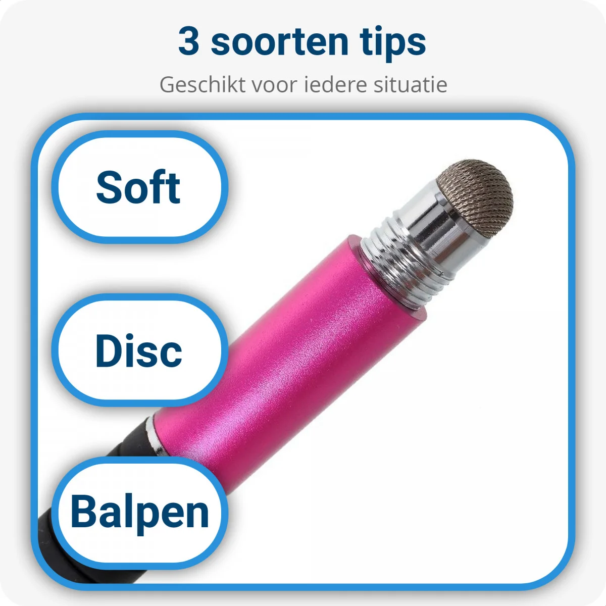 Universele Stylus Pen Voor Telefoon Tablet en iPad Met 3 Tips Roze afbeelding 3