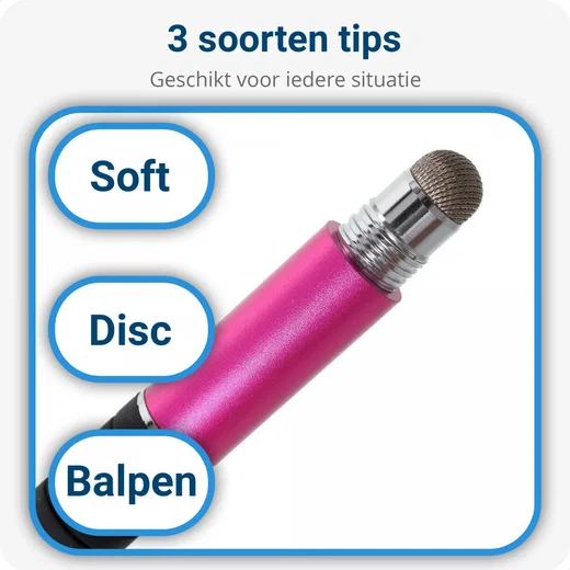 Universele Stylus Pen Voor Telefoon Tablet en iPad Met 3 Tips Roze afbeelding 3