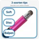 Universele Stylus Pen Voor Telefoon Tablet en iPad Met 3 Tips Roze afbeelding 3