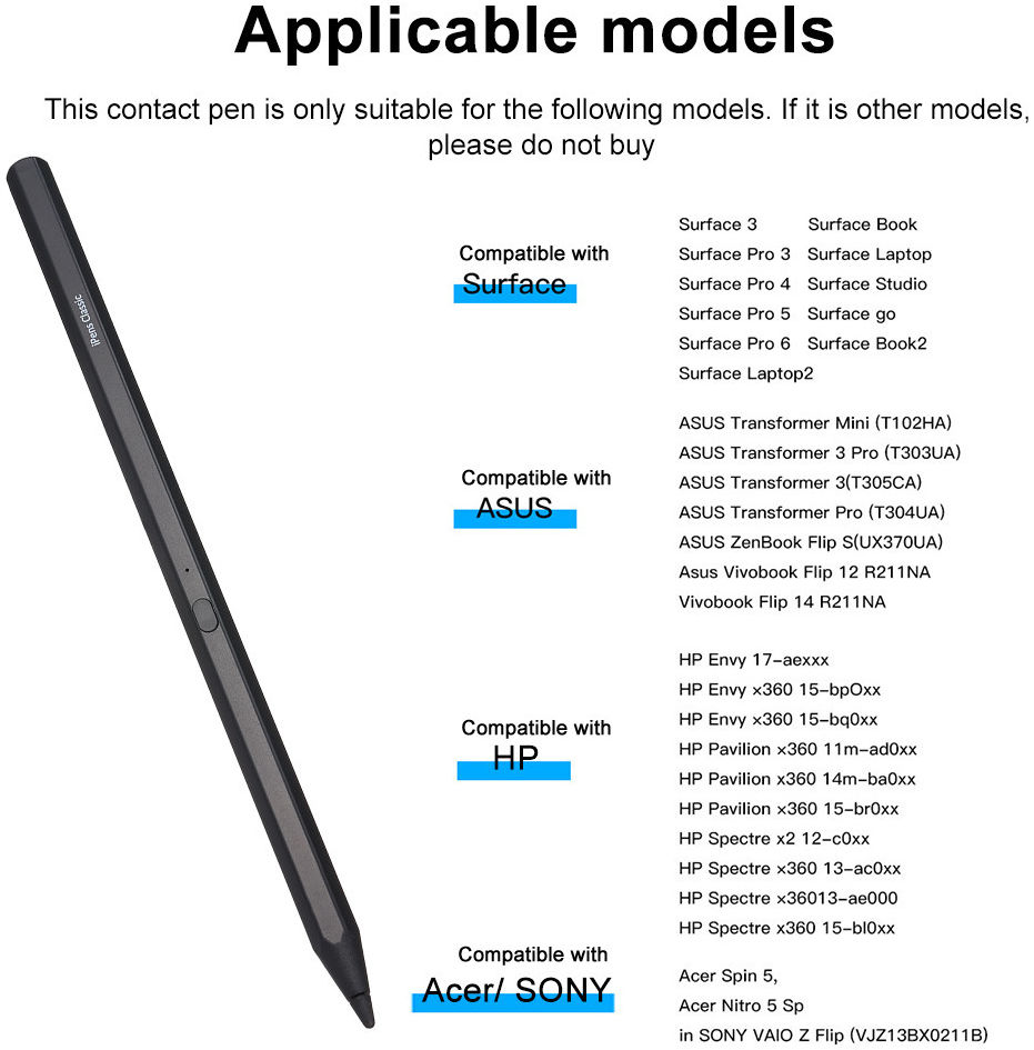 Actieve Stylus Pen voor Windows tablets Zwart afbeelding 3