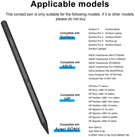 Actieve Stylus Pen voor Windows tablets Zwart afbeelding 3