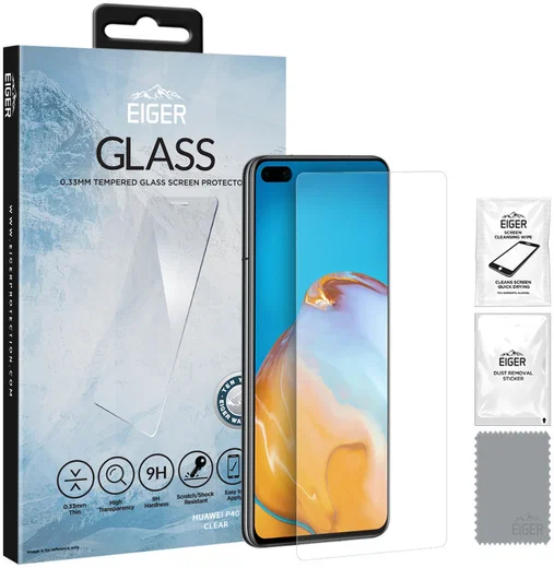 Eiger Huawei P40 Tempered Glass Case Friendly Screen Protector Gebogen afbeelding 1