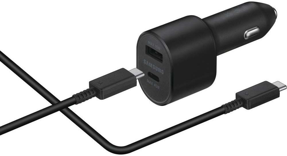 Originele Samsung Super Fast Charge USB-A / USB-C Autolader Zwart afbeelding 1