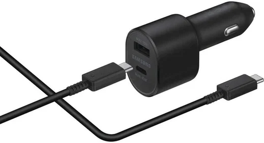 Originele Samsung Super Fast Charge USB-A / USB-C Autolader Zwart afbeelding 1