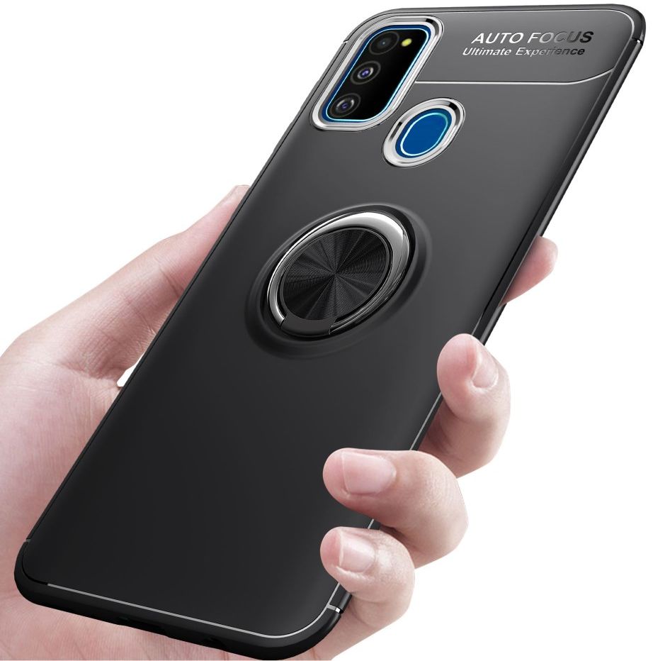 Samsung Galaxy M21 Hoesje met Ring Kickstand Zwart afbeelding 9