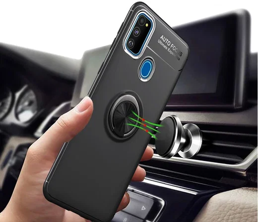 Samsung Galaxy M21 Hoesje met Ring Kickstand Zwart afbeelding 11