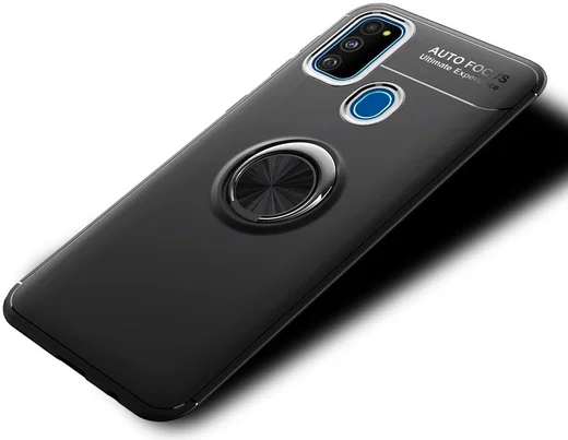 Samsung Galaxy M21 Hoesje met Ring Kickstand Zwart afbeelding 6