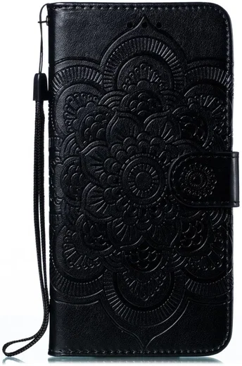 Samsung Galaxy M21 Hoesje Portemonnee met Mandala Print Zwart afbeelding 1
