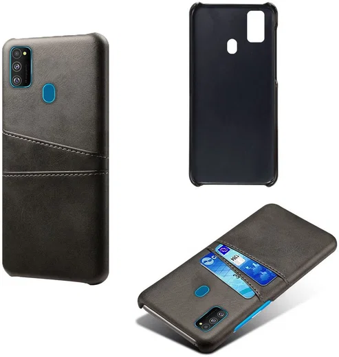 Samsung Galaxy M21 Hoesje met Kunstlederen Coating Zwart afbeelding 3