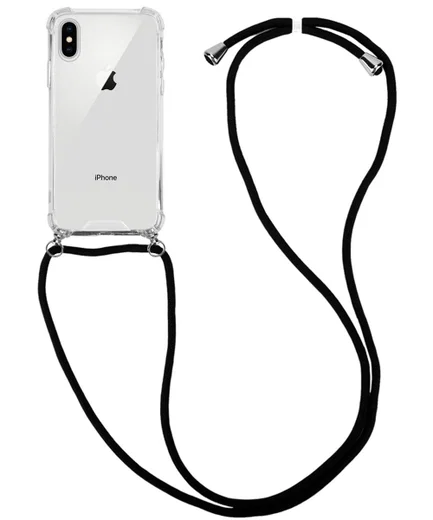 Apple iPhone XS / X Hoesje Hybride Back Cover met Koord Zwart afbeelding 1