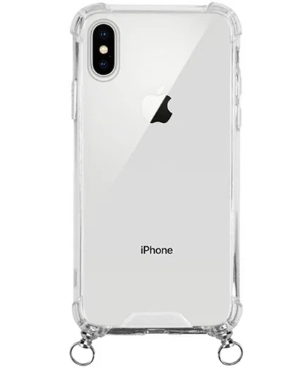 Apple iPhone XS / X Hoesje Hybride Back Cover met Koord Zwart afbeelding 2