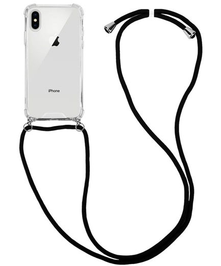 Apple iPhone XS Max Hoesje Hybride Back Cover met Koord Zwart afbeelding 1