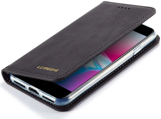 iPhone SE (2020/2022)/8/7 Hoesje Portemonnee Book Case Kunstleer Zwart afbeelding 6
