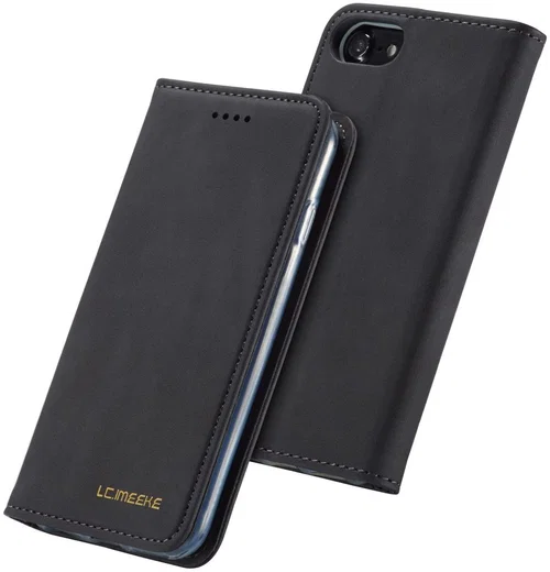 iPhone SE (2020/2022)/8/7 Hoesje Portemonnee Book Case Kunstleer Zwart afbeelding 7
