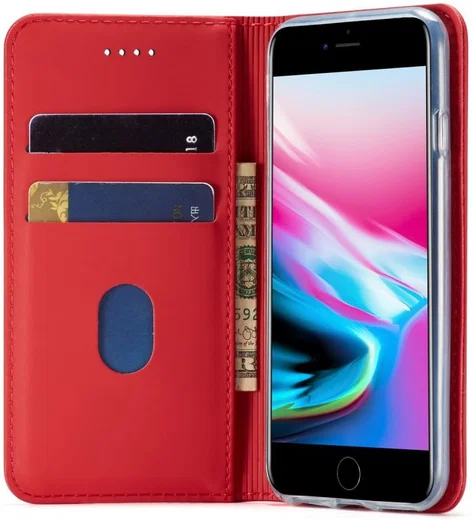 iPhone SE (2020/2022)/8/7 Hoesje Portemonnee Book Case Kunstleer Rood afbeelding 13