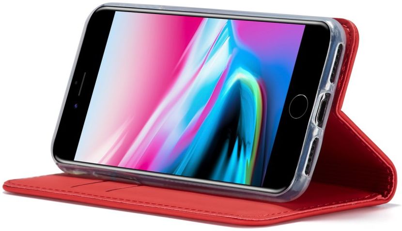 iPhone SE (2020/2022)/8/7 Hoesje Portemonnee Book Case Kunstleer Rood afbeelding 4
