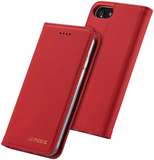 iPhone SE (2020/2022)/8/7 Hoesje Portemonnee Book Case Kunstleer Rood afbeelding 7