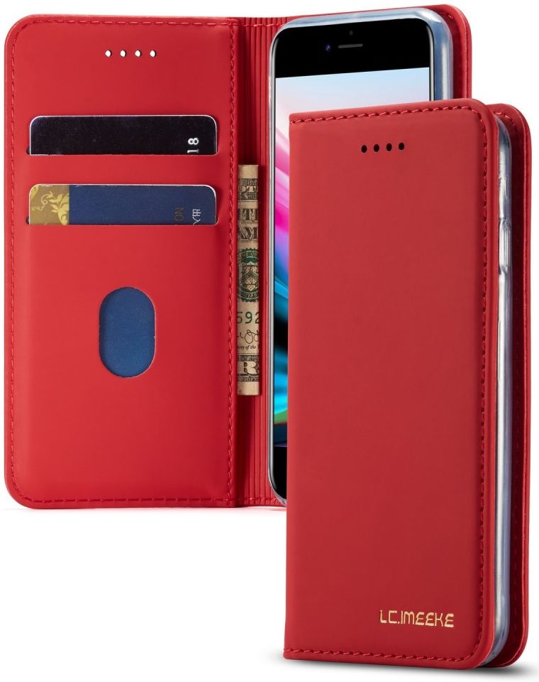 iPhone SE (2020/2022)/8/7 Hoesje Portemonnee Book Case Kunstleer Rood afbeelding 1