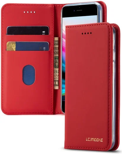 iPhone SE (2020/2022)/8/7 Hoesje Portemonnee Book Case Kunstleer Rood afbeelding 1