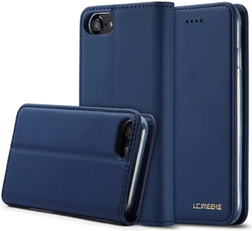 iPhone SE (2020/2022)/8/7 Hoesje Portemonnee Book Case Kunstleer Blauw afbeelding 3