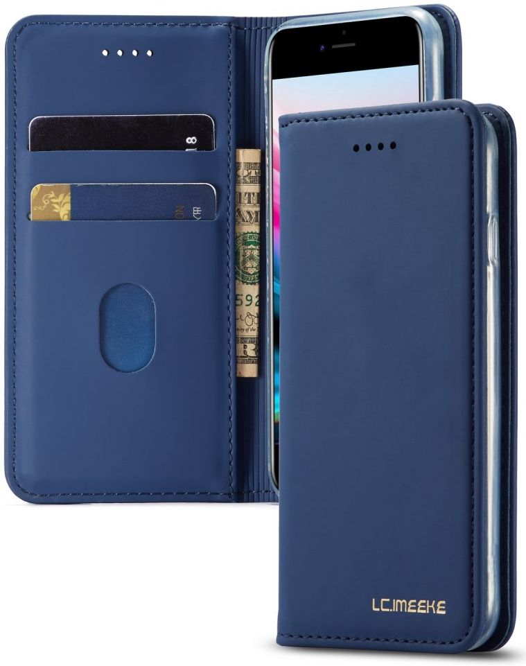iPhone SE (2020/2022)/8/7 Hoesje Portemonnee Book Case Kunstleer Blauw afbeelding 1