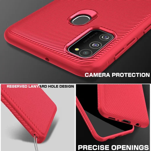 Samsung Galaxy M21 Hoesje Twill Slim Textuur Rood afbeelding 5