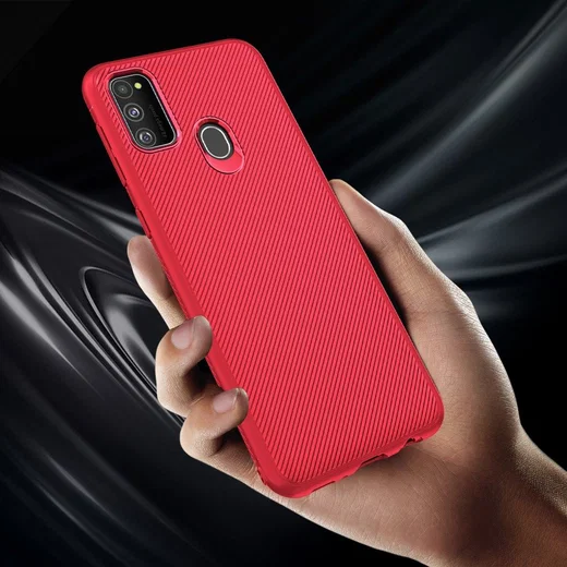 Samsung Galaxy M21 Hoesje Twill Slim Textuur Rood afbeelding 6