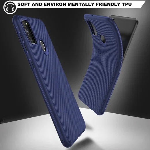 Samsung Galaxy M21 Hoesje Twill Slim Textuur TPU Blauw afbeelding 4