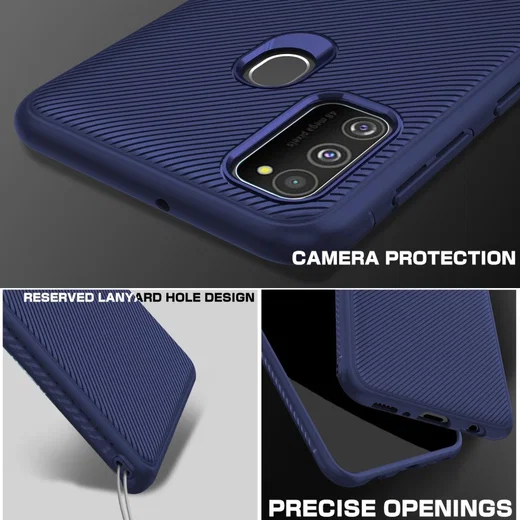 Samsung Galaxy M21 Hoesje Twill Slim Textuur TPU Blauw afbeelding 5