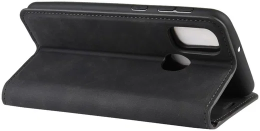 Samsung Galaxy M21 Hoesje Zijdezacht Kunstleer Portemonnee Zwart afbeelding 3