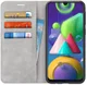 Samsung Galaxy M21 Hoesje Zijdezacht Kunstleer Portemonnee Grijs afbeelding 1
