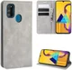 Samsung Galaxy M21 Hoesje Zijdezacht Kunstleer Portemonnee Grijs afbeelding 4