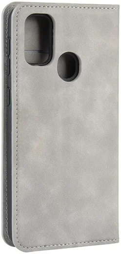 Samsung Galaxy M21 Hoesje Zijdezacht Kunstleer Portemonnee Grijs afbeelding 7