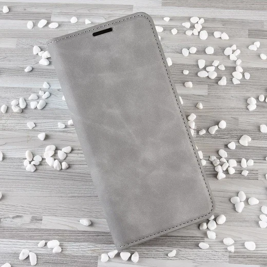 Samsung Galaxy M21 Hoesje Zijdezacht Kunstleer Portemonnee Grijs afbeelding 8