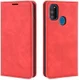 Samsung Galaxy M21 Hoesje Zijdezacht Kunstleer Portemonnee Rood afbeelding 5