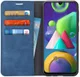 Samsung Galaxy M21 Hoesje Zijdezacht Kunstleer Portemonnee Blauw afbeelding 1