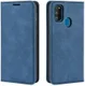 Samsung Galaxy M21 Hoesje Zijdezacht Kunstleer Portemonnee Blauw afbeelding 6