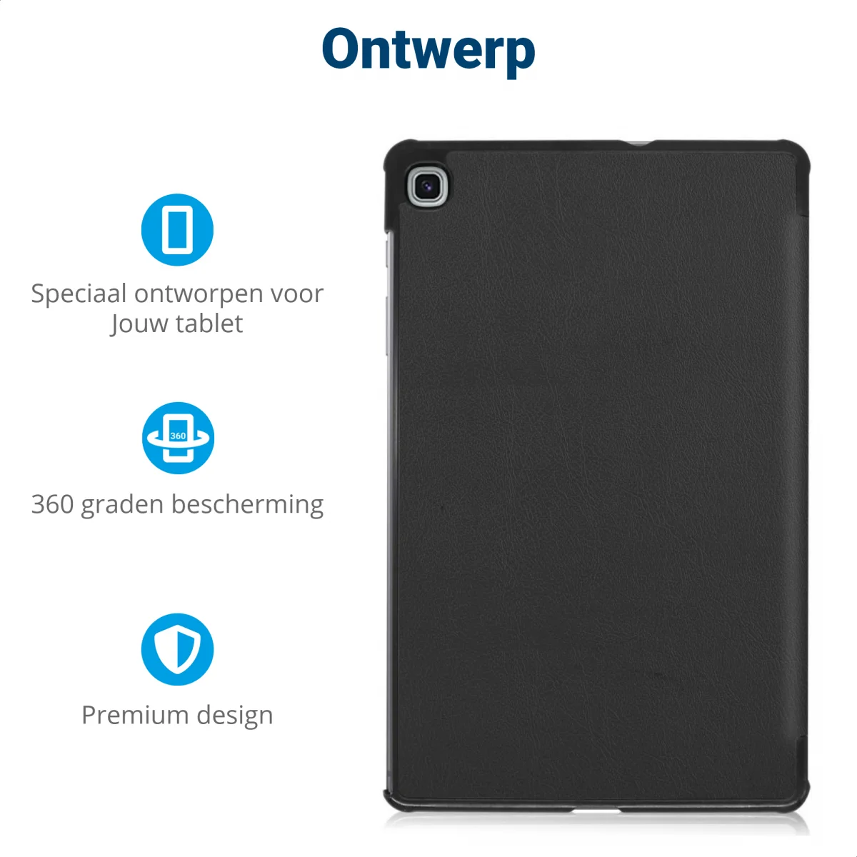 Samsung Galaxy Tab S6 Lite Hoesje Tri-Fold Zwart afbeelding 3