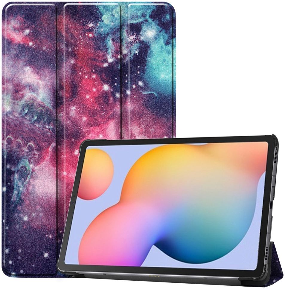 Samsung Galaxy Tab S6 Lite Hoesje Tri-Fold Paars Print afbeelding 1