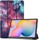 Samsung Galaxy Tab S6 Lite Hoesje Tri-Fold Paars Print afbeelding 1
