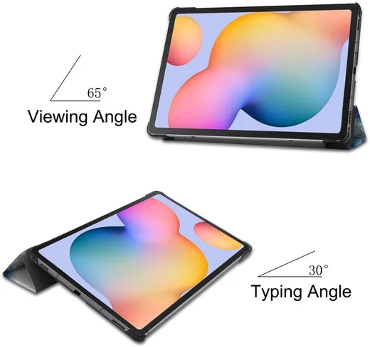 Samsung Galaxy Tab S6 Lite Hoesje Tri-Fold Paars Print afbeelding 4