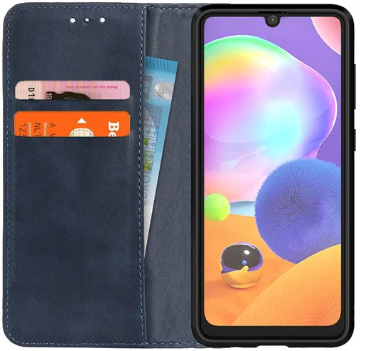 Samsung Galaxy A31 Hoesje Portemonnee Splitleer Book Case Blauw afbeelding 1