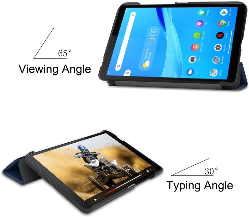 Lenovo Tab M7 Hoesje Tri-Fold Book Case met Standaard Blauw afbeelding 4