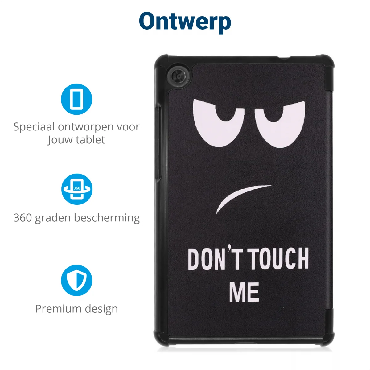 Lenovo Tab M8 Hoesje Tri-Fold Book Case met Do Not Touch Me Print afbeelding 3