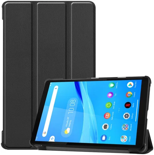 Lenovo Tab M8 Hoesje Tri-Fold Book Case met Standaard Zwart afbeelding 1