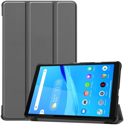 Lenovo Tab M8 Hoesje Tri-Fold Book Case met Standaard Grijs afbeelding 1